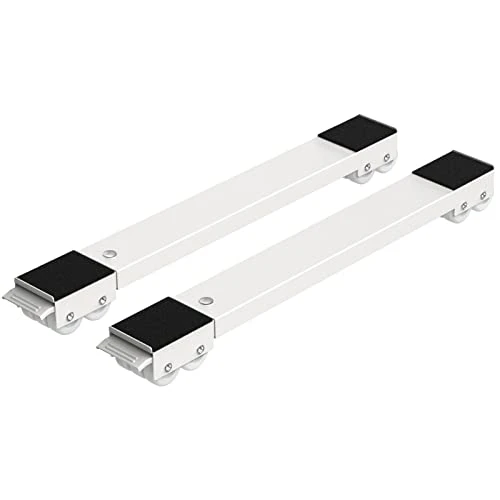Ronlap Base para Lavadora de Muebles, Rodillo móvil Ajustable para Muebles para Lavadora, Secadora, congeladorhasta 300 kg, con 24 Ruedas, Freno, 44,5 a 77cm Ajustable, Blanco