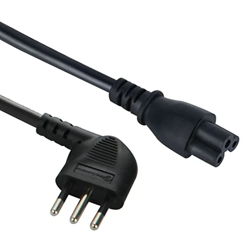 Electraline 95516 stroomkabel 1,5 m stekker bescherming 90 ° Italiaans 10 A op IEC C5 aansluiting 2,5 A, 1,5 m, kabel H05VV-F 3G0.75, voor TV, pc, laptop, beeldscherm, monitor, wit