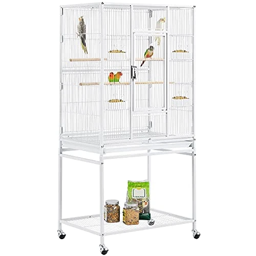 Offerta a tempo: Yaheetech Gabbia Uccelli Piedistallo Staccabile 62 × 43 × 136 cm Bianca - 19% da 109.99 € a 89.34 €