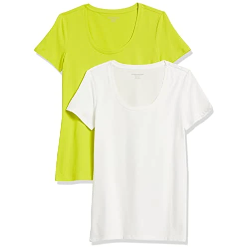 Offerta a tempo: Amazon Essentials T-Shirt da Donna con Scollo Rotondo a Maniche Corte dalla vestibilità Classica (Disponibile in Taglie Forti), Confezione da 2, Bianco/Verde Lime, XS - 0.00% da 9.31 € a 9.31 €