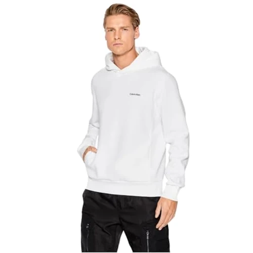 Offerta a tempo: Calvin Klein Uomo Felpa Micro Logo Repreve con Cappuccio, Bianco (Bright White), M — 53% da 109,90 € a 51,95 €