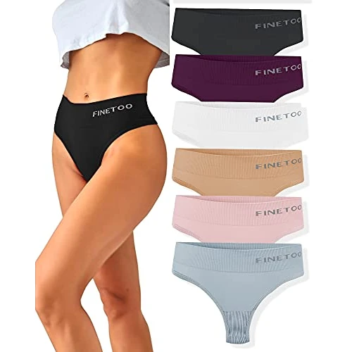 Zeitlich begrenztes Angebot: FINETOO 6er-Pack String Tangas Damen Bauchkontrolle Strings Set Atmungsaktiv Thong Frauen Unterhosen Hoher Taille Unterwäsche Weich Panties Mehrpack,M von 19.99 € auf 16.99 € (15% Rabatt)