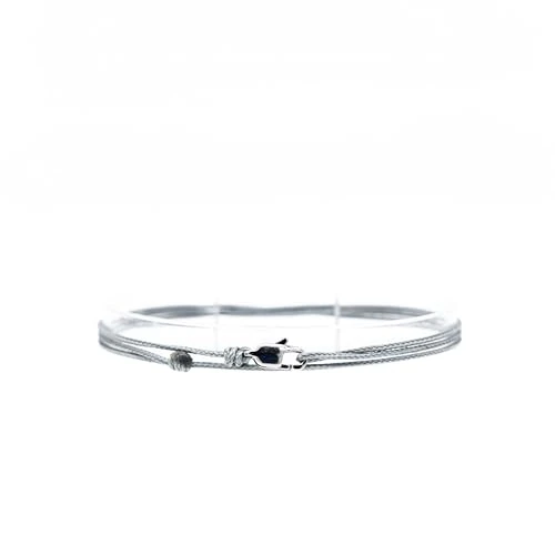 Offerta a tempo: Cavigliere Sottile Da Uomo e Donna Con Chiusura a Clip Fatta a Mano - Gioielli Da Surfista - Cavigliere In Tessuto Minimalista - 100% Impermeabile e Regolabile (Grigio Argento) - 0.00% da 9.99 € a 9.99 €