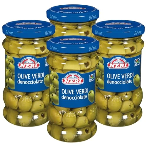 Offerta a tempo: Neri Sottoli - Olive Verdi Denocciolate - Ideali come Condimento per Primi e Secondi piatti, Insalate e come Antipasto - Sapore Delicato e Gustoso - 4 Confezioni da 290 g - 44% da 10.61 € a 5.96 €