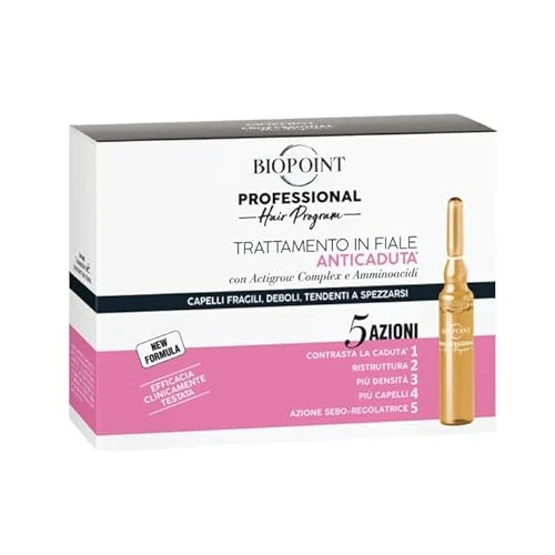 Offerta a tempo: Biopoint Professional Hair Program - Trattamento Fiale Anticaduta Fortificante per Capelli Fragili, Azione Seboregolatrice e Rinforzante, Formula con Amminoacidi per Cute Sensibile, 10 x 7ml - 0.00% da 10.99 € a 10.99 €