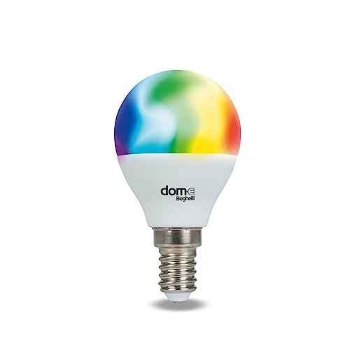 Beghelli - Alexa Inteligentna żarówka LED E14 5W RGB-CCT WiFi, kompatybilna z aplikacją, łatwa automatyka domowa, sterowanie głosem, regulacja kolorów, ciepłe i zimne światło, biała, 1 sztuka