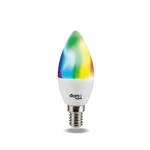 Beghelli - Ampoule LED Smart OLIVA E14 5W RGB-CCT WiFi, compatible avec Alexa, App Dom-e, contrôle vocal, réglage des couleurs et intensité, installation facile, 1 unité, blanc