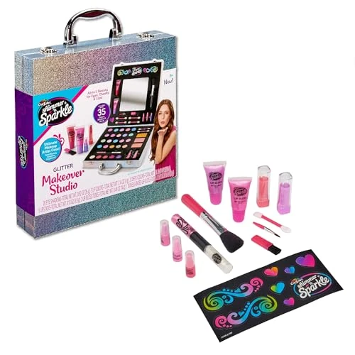 Shimmer and Sparkle Shimmering Glitter Makeover Studio Kids makeup set for girls real cosmetics kit for girls Washable make Safe non-toxic makeup