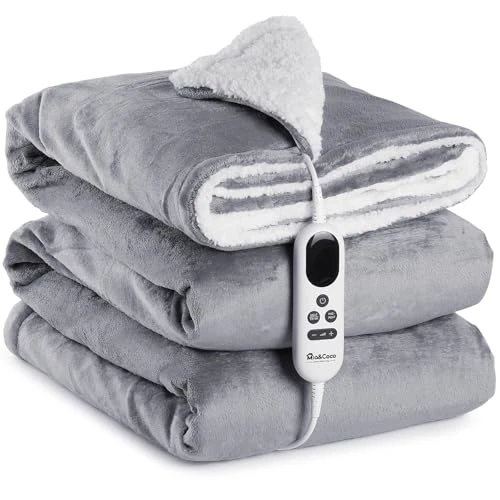 Zeitlich begrenztes Angebot: Mia&Coco Heizdecke mit Abschaltautomatik, 130x180cm Doppelgröße Home,Grau | Kingsize,10 Heizstufen 1~9 Stunden Auto-Off-Timer Überhitzungsschutz, Elektrische Wärmedecke Bett Wärme Decke Flanell von 69.99 € auf 59.49 € (15% 