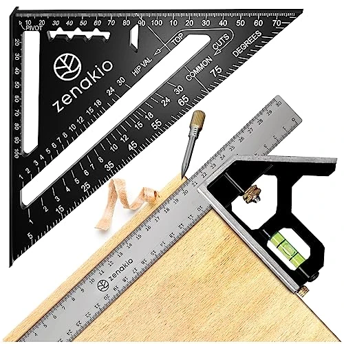 Offerta a tempo: ZENAKIO - Squadra da Falegname 12 in 1 - Kit Metallo Falegnameria - 22% da 21.99 € a 17.09 €