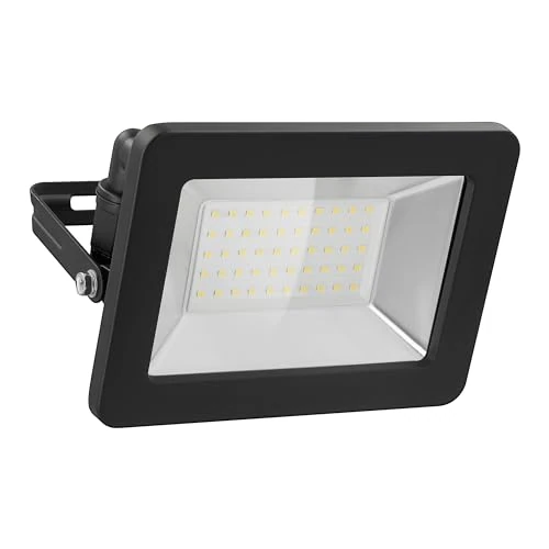 goobay 53874 Faretto LED da 50 W – Luce Bianca Neutra 4000 K – 4260 Lumen – Angolo di irradiazione 100 Gradi – Grado di Protezione IP65 – Nero