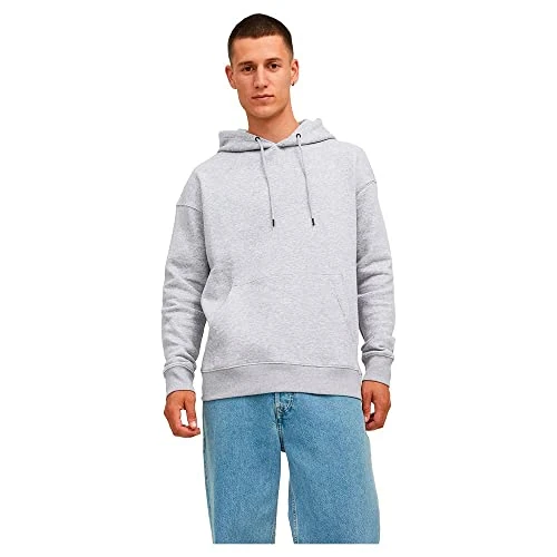 Jack & Jones Herren Jjestar Basic Sweat Hood Kapuzenpullover, Light Grey Melange, S EU