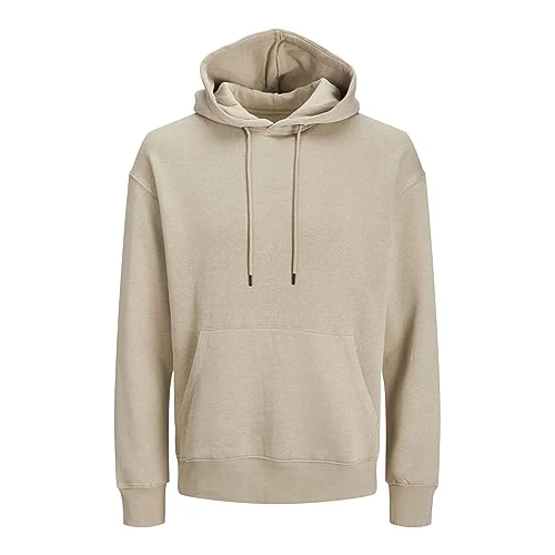 Offerta a tempo: JACK & JONES Felpa con Cappuccio in Tinta Unita, Crockery, M - 36% da 39.99 € a 25.68 €