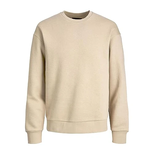 Limited-time offer: Jack & Jones Men's Jjestar Basic Crew Neck Sweatshirt, Crockery, L UK | Relaxed Fit, Plain, Long Sleeves, Casual, Maximum temperature 40°C normal process from 35.00 £ to 24.50 £ (save 30%)