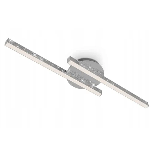 Offerta a tempo: Briloner - Plafoniera LED, Lampada da Soffitto con Effetto Glitter, 10.5 Watt, 1400 Lumen, 3000 Kelvin, Cromo, 600 x 140 x 52 mm (LxWxH) - 0.00% da 29.95 € a 29.95 €