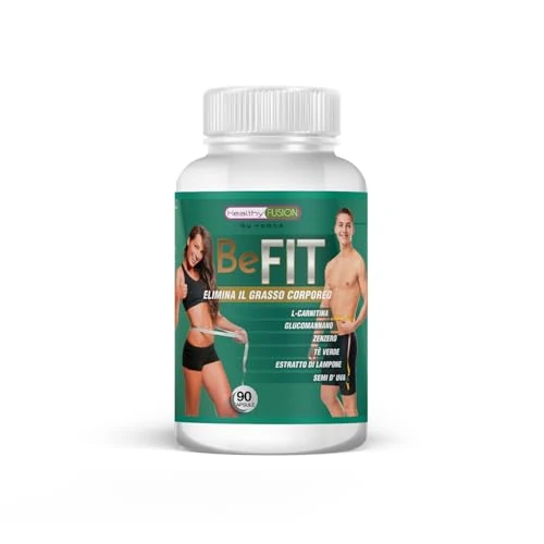 Offerta a tempo: Healthy Fusion Be Fit | Bruciagrassi + Dimagrimento + Riduzione dell'appetito | Tè verde, Glucomannano, L-Carnitina, Zenzero | Potente termogenico | Formula per la perdita di grasso e peso 90 capsule — 28% da 13,96 € a 9,94 €