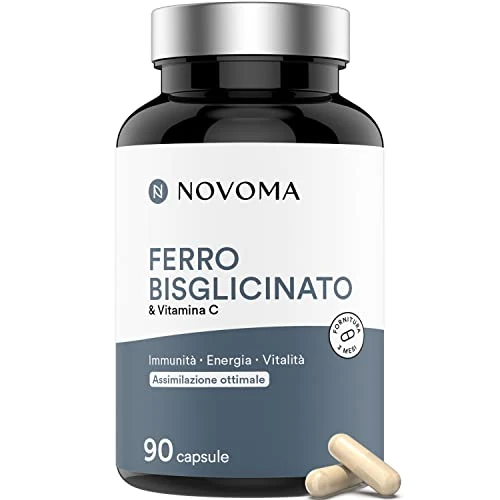 Iron Bisglycinate 14 mg + Vitamin C | High Content & Optimal Assimilation| Certified Vegan Iron Ferrochel® | Immunity & Anti-Fatigue | 90 Capsules| Made in France| Nutrivita