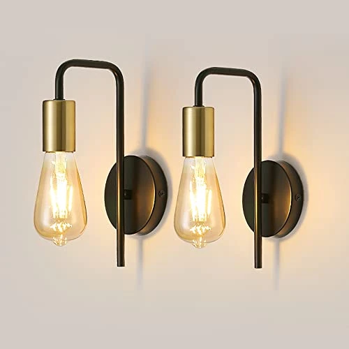 Offerta a tempo: Osairous Lampada da parete 2 Pezzi, E27 Applique da Parete Industriale, Lampada a Muro Retrò in Ferro per Corridoio, Scale, Ingresso, Camera da letto (Senza Lampadina) - 0.00% da 27.99 € a 27.99 €