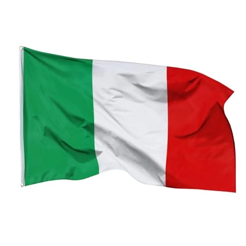 Aricona Drapeau Italie 250x150cm – italien - résistant aux intempéries, avec œillets en laiton, 100% polyester, coutures doubles robustes et couleurs éclatantes – pour les passionnés de drapeaux