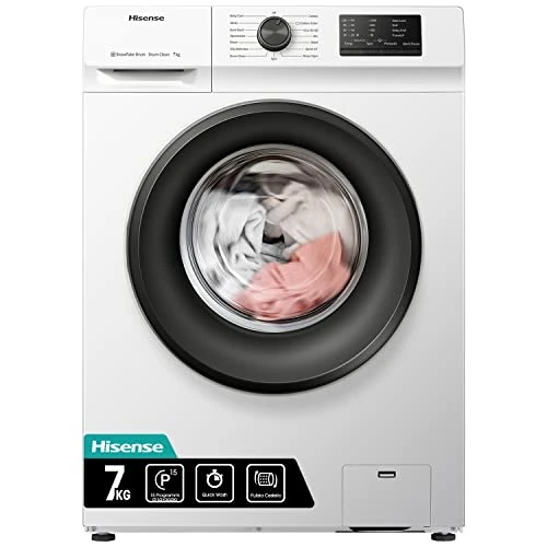 Hisense WFVC7012E Machine à laver à chargement frontal 7 kg 1200 tr/min 15 programmes Vapeur écran LED Programme Rrapide, démarrage retardé Child Lock