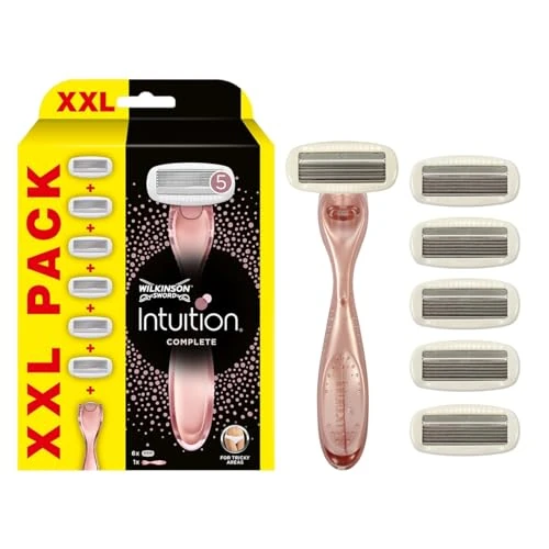 WILKINSON SWORD - Intuition Complete For Women | Skin Protect Gel with Smooth Glide | Razor Handle + 6 Razor Blades Refills