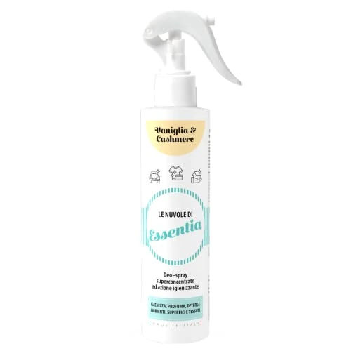 Offerta a tempo: Le Nuvole di ESSENTIA, Profumo Igienizzante Spray | Vaniglia e Cashmere | 250 ml (Confezione da 1) | Per Ambienti, Tessuti e Superfici con Essenze Naturali e Sali Quaternari di Ammonio - 0.00% da 13.90 € a 13.90 €