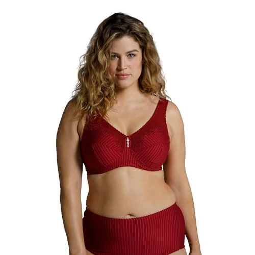 Zeitlich begrenztes Angebot: Ulla Popken Damen Entlastungs-BH, ohne Bügel, Strassanhänger, Cup C - G Bra, dunkelrot, 100F von 29.99 € auf 20.99 € (30% Rabatt)