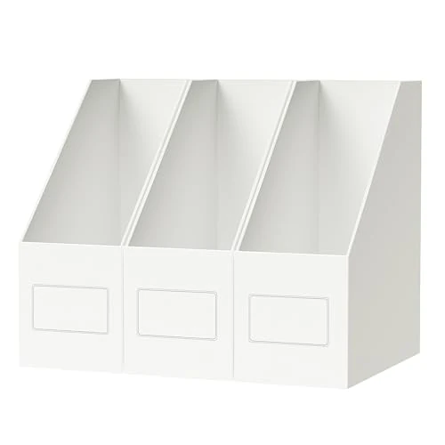 Zeitlich begrenztes Angebot: JiaWei 3 Stück Stehsammler A4 , 10,5 cm Breit Zeitschriftensammler, Aus 1800 g/m² Extra Stabilem Karton, Stehordner, Zeitschriftenständer, Zur Aufbewahrung Von Büchern Dokumenten Bürobedarf - Weiß von 28.99 € auf 28.99 € (0.00
