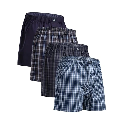 DANISH ENDURANCE American Boxershorts (4er|6er Pack), 100% Bio-Baumwolle, für Herren & Jungen, Blau/Grau Mix 4er Pack, M