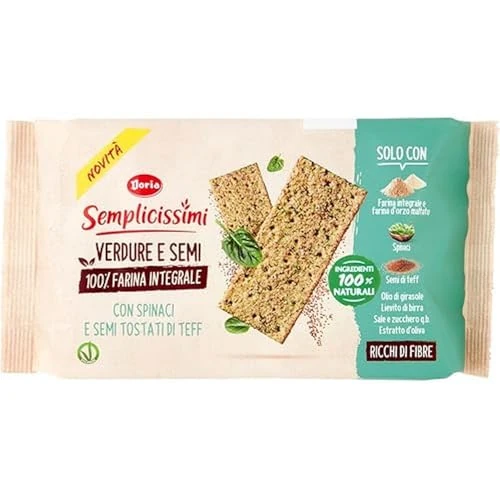 Offerta a tempo: Doria Semplicissimi Doria Crackers Spinaci e Semi di Teff Tostati - 280g - 15% da 2.39 € a 2.03 €