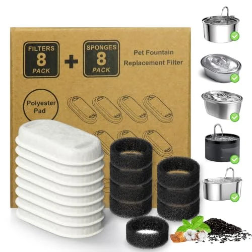 Offerta a tempo: Filtri di ricambio per fontana per gatti, confezione da 16 filtri di ricambio per fontana per gatti, in acciaio inox, 2 l, flusso d'acqua regolabile per animali domestici, fontana d'acqua per cani - 0.00% da 22.98 € a 22.98 €