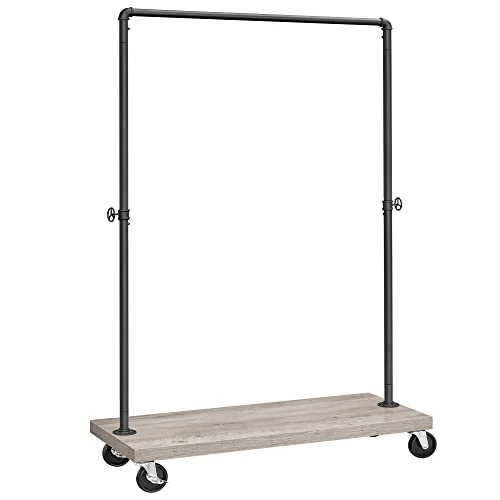 Offerta a tempo: VASAGLE Stand Appendiabiti Resistente, Portata di 80 kg in Totale, Appendiabiti con Ruote e Asta da 98,5 cm, Porta Abiti con Ripiano Portaoggetti, Industriale, Greige e Nero HSR065B02 - 39% da 65.99 € a 40.09 €