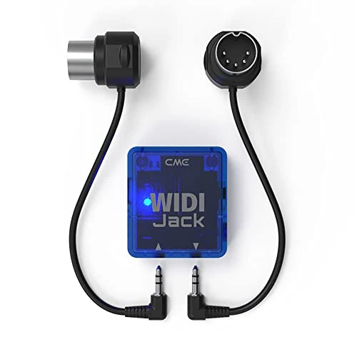 CME WIDI Jack + DIN-5 cable MIDI - Interfaz MIDI inalámbrica - Cables MIDI DIN-5 pines incluidos - Bluetooth MIDI para Sintetizador Pedalboard Piano Digital - Alimentación a través de MIDI o USB-C