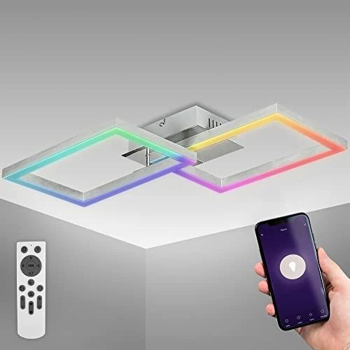 B.K.Licht Smart LED Ceiling Light, WiFi, App, Remote or Voice Control, dimmable, CCT Cold Neutral Warm White Light or Coloured RGB Light, iOS & Android