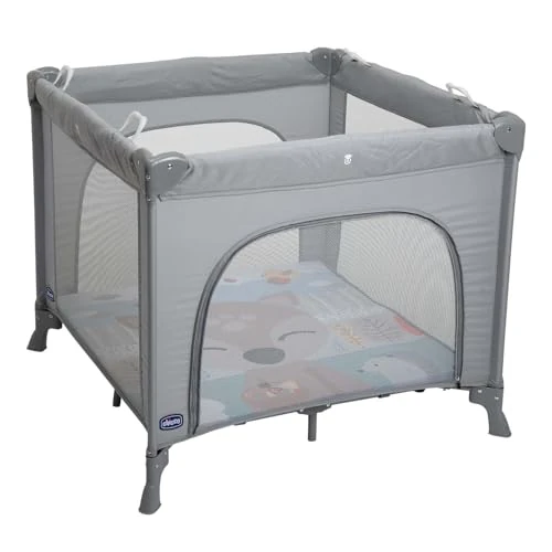 Chicco Parc Open Lit Parapluie Évolutif de Voyage pour Bébés et Enfants, Parc de Jeu avec Tapis Amovible, Fenêtres Latérales en Maille, 4 poignées et Sac de Transport, de la naissance à 15 kg