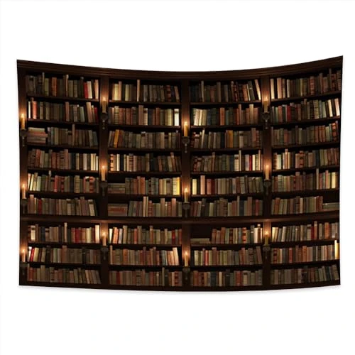 Zeitlich begrenztes Angebot: YONGFOTO 220x150cm Vintage Bücherregal Wandteppich, Alte Bibliothek Bücherregal Wandteppiche Holz Bücherregal Kerzenständer Kerzen Bücher Wandteppich für Wohnzimmer Wohnheim Dekor Sofa Teppich Decke von 14.78 € auf 14.78 € (0.