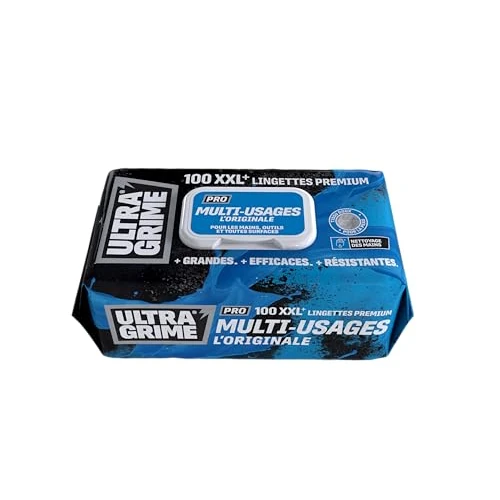 Offerta a tempo: UltraGrime Pro multiuso Cleaning Wipes | Salviette industriali per rimuovere macchie di grasso, olio, vernice e inchiostro | 100 salviette umidificate XXL, 38 cm x 25 cm - 0.00% da 22.82 € a 22.82 €