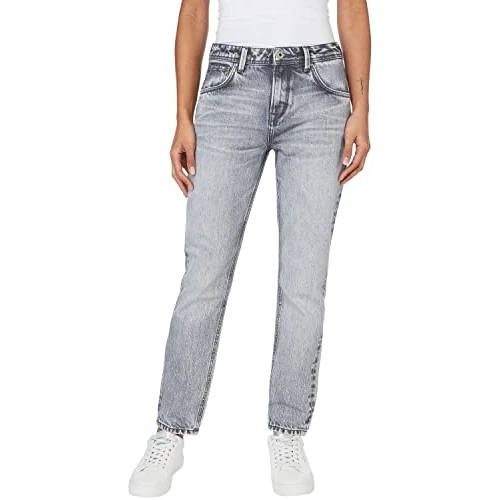 Offerta a tempo: Pepe Jeans London Jeans donna Violet a vestibilità rilassata e affusolata, denim stretch a vita alta, lavaggio Medium Dark Blue Wiser - 65% da 99.00 € a 34.67 €