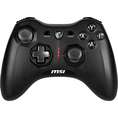 MSI FORCE GC20 V2 WHITE Controlador Gamepad con Cable para PC - Cubiertas D-Pad Intercambiables, 2 Motores de Vibración, USB 2.0 - Con Cable, Negro