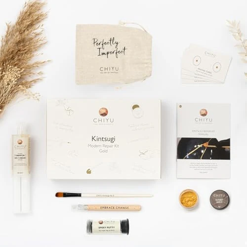 Offerta a tempo: CHIYU Kintsugi Kit di riparazione: Kit di riparazione moderno - Oro - Colla dorata - Lavabile in lavastoviglie - Il kit più completo e durevole disponibile sul mercato - 0.00% da 39.95 € a 39.95 €
