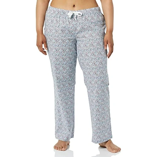 Amazon Essentials Pantalon de Pyjama en Popeline Femme, Rose Jaune Floral, XS