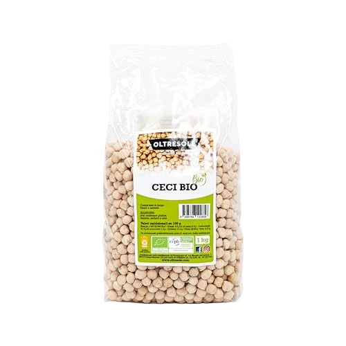 Oltresole, Pois Chiches Biologiques 1 Kg, Légumineuses séchées biologiques issues de la culture contrôlée, excellentes pour les soupes, les salades, les légumes et les recettes saines