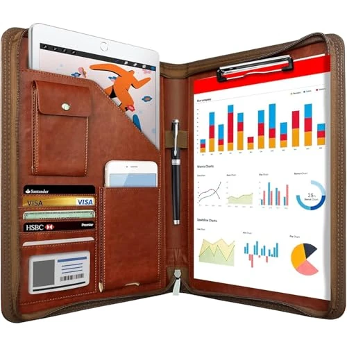 Oferta limitada: NEWYES Portadocumentos de Cuero A4 para Conferencias con Cremallera- Regalo Hombre/Mujer, Carpeta Organizadora Agenda Ideal para Oficina y Viaje de Negocios (Marrón) de 24.99 € a 24.99 € (ahorro 0.00%)
