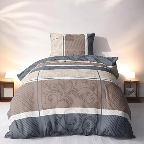 Offerta a tempo: LINKHOFF Biancheria da letto in flanella, 135 x 200 cm, 2 pezzi, morbida biancheria da letto, 100% cotone, federa 80 x 80 cm + copripiumino 135 x 200 cm - 0.00% da 46.36 € a 46.36 €