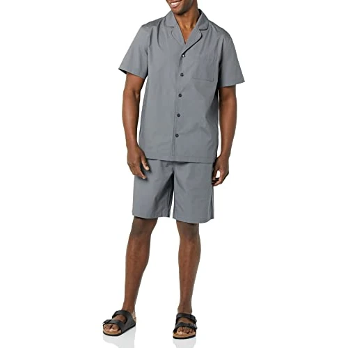 Offerta a tempo: Amazon Essentials Pigiama Corto da Uomo con Colletto a tacca in Tessuto Leggero, Colore Antracite, XXS - 0.00% da 18.67 € a 18.67 €