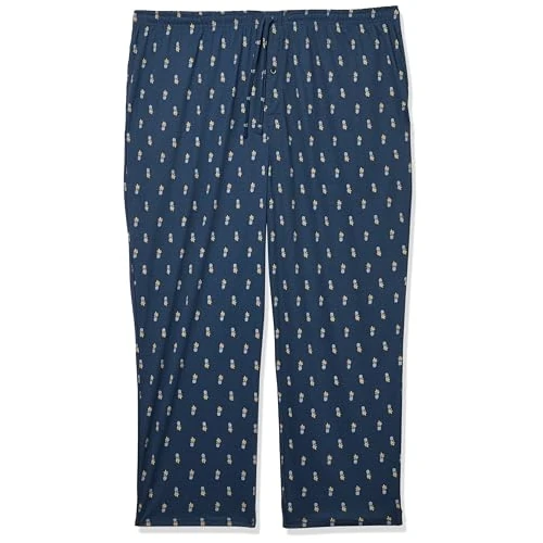 Amazon Essentials Pantaloni del Pigiama in Maglia di Cotone Uomo, Blu Marino Ananas, L