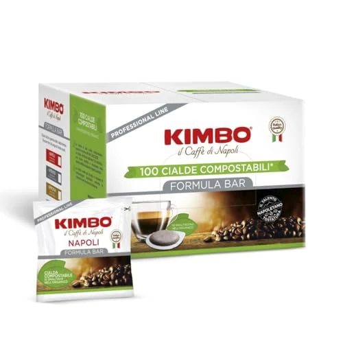 Offerta a tempo: Kimbo Cialde Caffè - 100 Cialde Compostabili ESE - Miscela Napoli Professional Line, Formula Bar, Deciso e Cremoso, Intensità 10/13, Tostatura Medio-scura - 1 Confezione da 100 Cialde - 0.00% da 23.45 € a 23.45 €