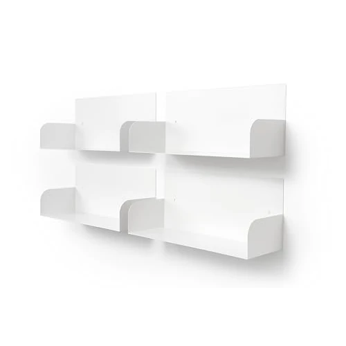 Offerta a tempo: D-Segno - Mensola da muro in metallo, Libreria da parete, Kit di mensole di design, Libreria a muro porta libri, Mensola da parete, Librerie moderne design, Made in Italy (4, White) - 5% da 189.00 € a 179.00 €