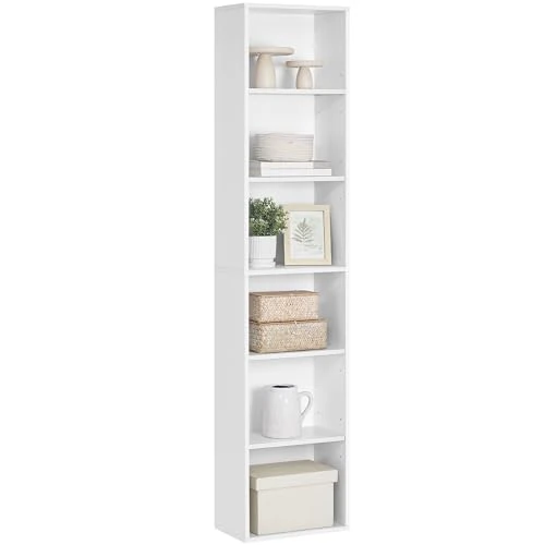 Offerta a tempo: VASAGLE Libreria, Scaffale Libreria a 6 Ripiani, Scaffale Portaoggetti Aperto, 24 x 40 x 178,5 cm, per Soggiorno Studio Sala da Pranzo, Bianco Nuvola LBC167T14 - 15% da 55.99 € a 47.59 €