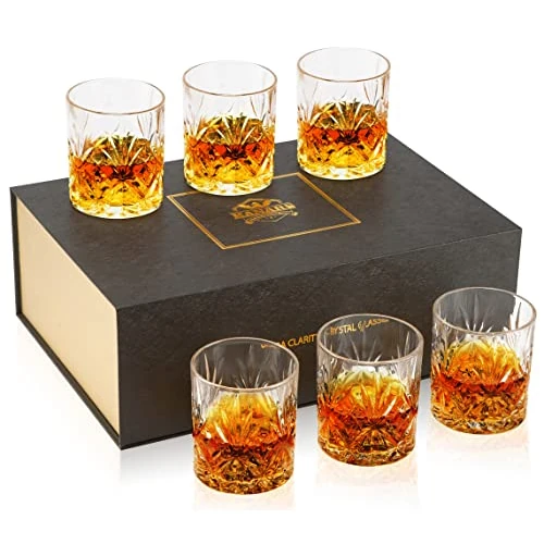 Offerta a tempo: KANARS Bicchieri da Whisky, Bicchiere da Cocktail Cristallo, Regali di Compleanno Unici per Marito Nonno Papà Lui Fidanzato, Bellissimo Regalo, Set di 6 Pezzi, 300 ml - 23% da 59.99 € a 45.99 €